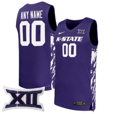 Custom Kansas State Wildcats Basketball 2024/25 Purple Jersey w/ XII Patch - All Stitched