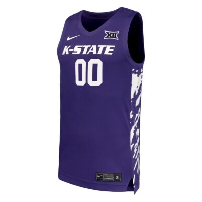 Alternative view of Custom Kansas State Wildcats Basketball 2024/25 Purple Jersey w/ XII Patch - All Stitched