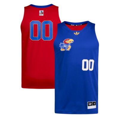Custom Kansas Jayhawks Basketball Royal Red Black Month History Jersey - All Stitched