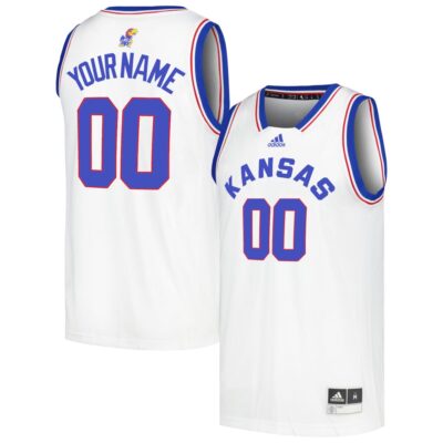 Custom Kansas Jayhawks Basketball White Reverse Retro Jersey - All Stitched