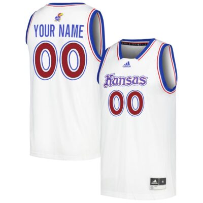 Custom Kansas Jayhawks Basketball 2023/24 White Alternate Jersey - All Stitched