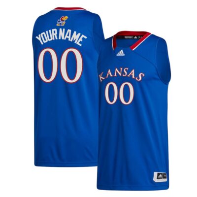 Custom Kansas Jayhawks Basketball 2021/22 Royal Away Jersey - All Stitched