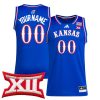 Custom Kansas Jayhawks Basketball 2024/25 Royal Away Jersey w/ XII Patch - All Stitched