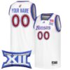 Custom Kansas Jayhawks Basketball 2023/24 White Alternate Jersey w/ XII Patch - All Stitched