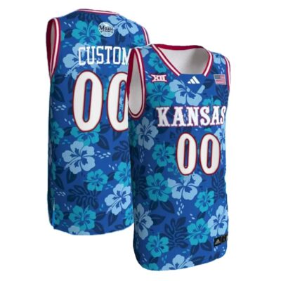 Custom Kansas Jayhawks Basketball 2023/24 Maui Strong Jersey w/ XII Patch - All Stitched