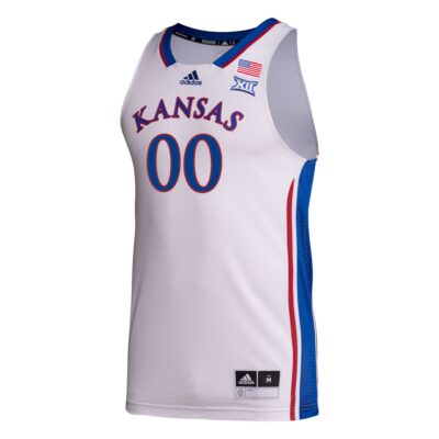 Alternative view of Custom Kansas Jayhawks Basketball 2021/22 White Home Jersey w/ XII Patch - All Stitched