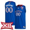 Custom Kansas Jayhawks Basketball 2021/22 Royal Away Jersey w/ XII Patch - All Stitched