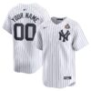 Custom New York Yankees White Home Limited Jersey - All Stitched