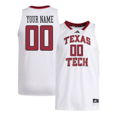 Custom Texas Tech Red Raiders Basketball 2024/25 White Away Jersey - All Stitched