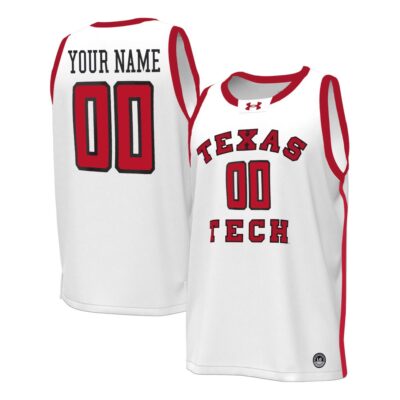 Custom Texas Tech Red Raiders Basketball 2023/24 White Home Jersey - All Stitched