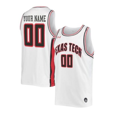 Custom Texas Tech Red Raiders Basketball White Jersey - All Stitched