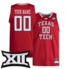 Custom Texas Tech Red Raiders Basketball 2024/25 Red Home Jersey w/ XII Patch - All Stitched