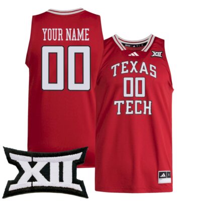 Custom Texas Tech Red Raiders Basketball 2024/25 Red Home Jersey w/ XII Patch - All Stitched