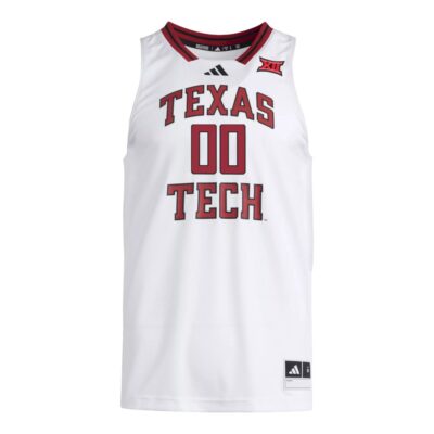 Alternative view of Custom Texas Tech Red Raiders Basketball 2024/25 White Away Jersey w/ XII Patch - All Stitched