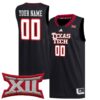 Custom Texas Tech Red Raiders Basketball 2024/25 Black Alternate Jersey w/ XII Patch - All Stitched