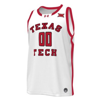 Alternative view of Custom Texas Tech Red Raiders Basketball 2023/24 White Home Jersey w/ XII Patch - All Stitched