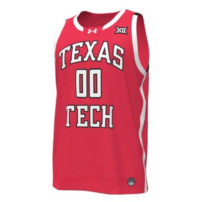 Alternative view of Custom Texas Tech Red Raiders Basketball 2023/24 Red Away Jersey w/ XII Patch - All Stitched