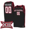 Custom Texas Tech Red Raiders Basketball 2023/24 Black Alternate Jersey w/ XII Patch - All Stitched