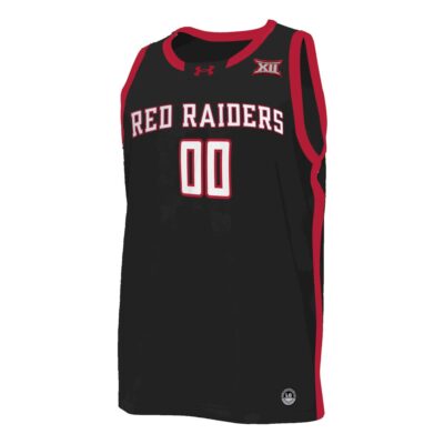 Alternative view of Custom Texas Tech Red Raiders Basketball 2023/24 Black Alternate Jersey w/ XII Patch - All Stitched