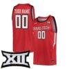Custom Texas Tech Red Raiders Basketball 2021/22 Red Away Jersey w/ XII Patch - All Stitched