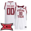 Custom Texas Tech Red Raiders Basketball White Home Jersey w/ XII Patch - All Stitched
