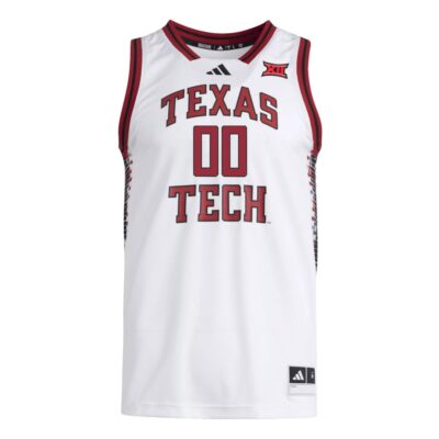 Alternative view of Custom Texas Tech Red Raiders Basketball White Home Jersey w/ XII Patch - All Stitched