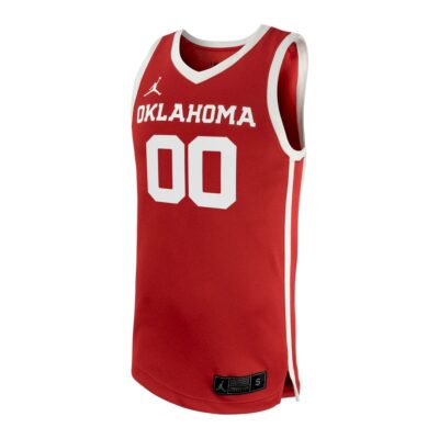 Alternative view of Custom Oklahoma Sooners Basketball Crimson Away Jersey - All Stitched