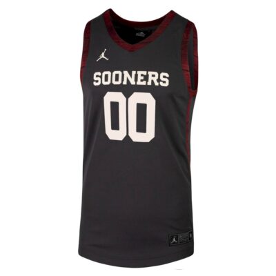 Alternative view of Custom Oklahoma Sooners Basketball Black Alternate Jersey - All Stitched