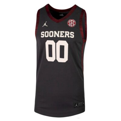 Alternative view of Custom Oklahoma Sooners Basketball Black Alternate Jersey w/ SEC Patch - All Stitched