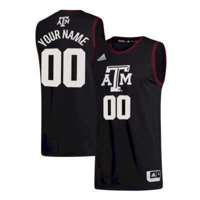 Custom Texas A&M Aggies Basketball 2021/22 Black Alternate Jersey - All Stitched