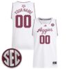 Custom Texas A&M Aggies Basketball 2024/25 White Home Jersey w/ SEC Patch - All Stitched