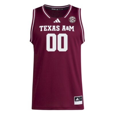 Alternative view of Custom Texas A&M Aggies Basketball 2024/25 Maroon Away Jersey w/ SEC Patch - All Stitched