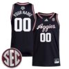 Custom Texas A&M Aggies Basketball 2024/25 Black Alternate Jersey w/ SEC Patch - All Stitched