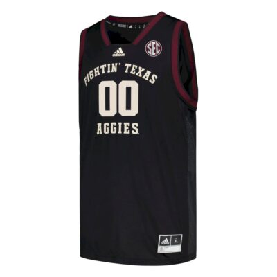 Alternative view of Custom Texas A&M Aggies Basketball 2022/23 Black Away Jersey w/ SEC Patch - All Stitched