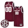 Custom Texas A&M Aggies Basketball 2021/22 Maroon Away Jersey w/ SEC Patch - All Stitched