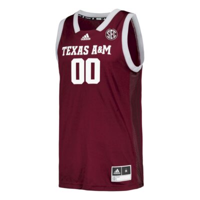 Alternative view of Custom Texas A&M Aggies Basketball 2021/22 Maroon Away Jersey w/ SEC Patch - All Stitched