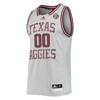 Alternative view of Custom Texas A&M Aggies Basketball 2021/22 White Throwback Jersey w/ SEC Patch - All Stitched