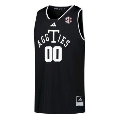 Alternative view of Custom Texas A&M Aggies Basketball Black Alternate Jersey w/ SEC Patch - All Stitched
