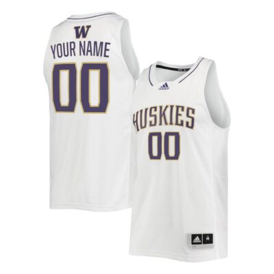 Custom Washington Huskies Basketball 2021/22 White Home Jersey - All Stitched