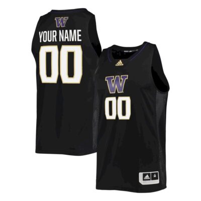 Custom Washington Huskies Basketball 2021/22 Black Alternate Jersey - All Stitched