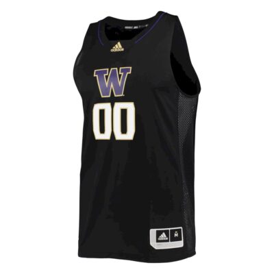 Alternative view of Custom Washington Huskies Basketball 2021/22 Black Alternate Jersey - All Stitched