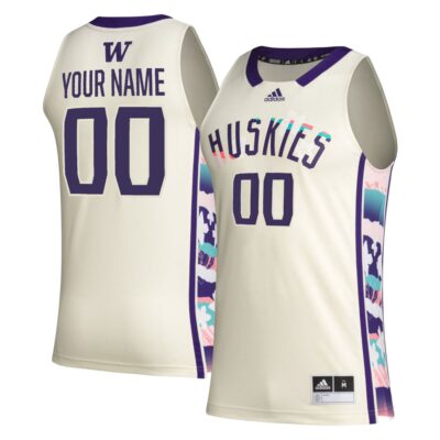 Custom Washington Huskies Basketball Khaki Honoring Black Excellence Jersey - All Stitched