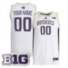 Custom Washington Huskies Basketball 2025/26 White Home Jersey w/ B1G Patch - All Stitched