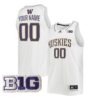 Custom Washington Huskies Basketball 2021/22 White Home Jersey w/ B1G Patch - All Stitched