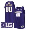 Custom Washington Huskies Basketball 2021/22 Purple Away Jersey w/ B1G Patch - All Stitched