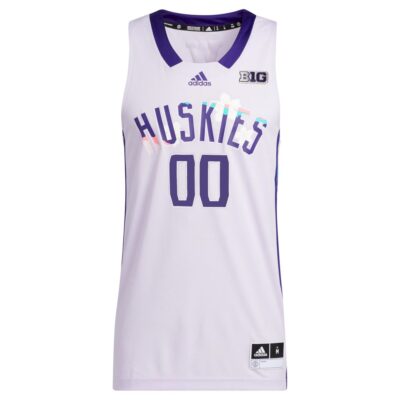 Alternative view of Custom Washington Huskies Basketball 2021/22 White Special Jersey w/ B1G Patch - All Stitched