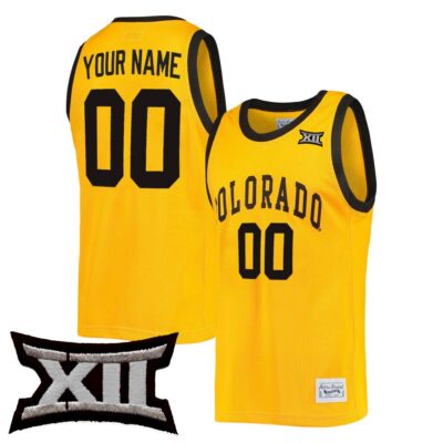 Custom Colorado Buffaloes Basketball Gold Commemorative Classic Jersey w/ XII Patch - All Stitched