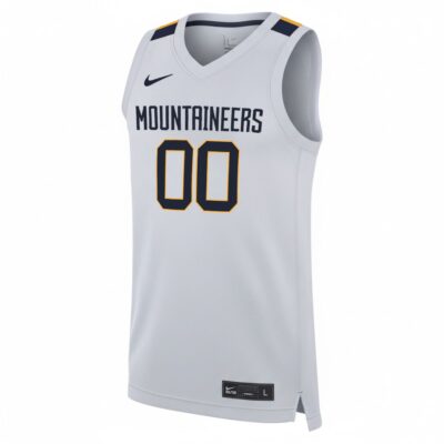 Alternative view of Custom West Virginia Mountaineers Basketball White Home Jersey - All Stitched