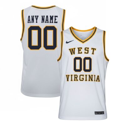 Custom West Virginia Mountaineers Basketball White Throwback Jersey - All Stitched