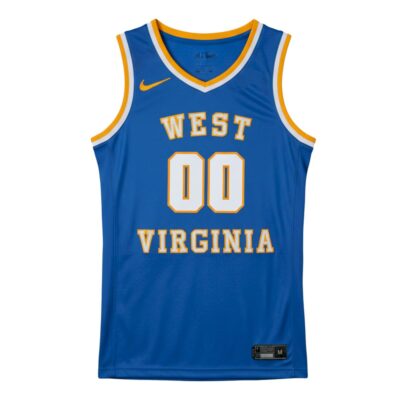 Alternative view of Custom West Virginia Mountaineers Basketball Royal Blue Throwback Jersey - All Stitched